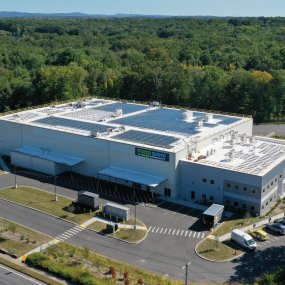 A drone photo of the Food Bank facility.